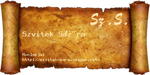 Szvitek Sára névjegykártya